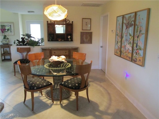 view of tiled dining room