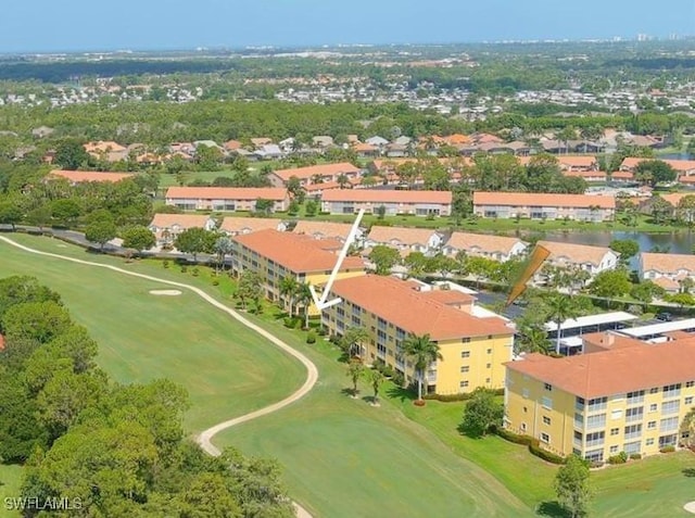 aerial view featuring view of golf course
