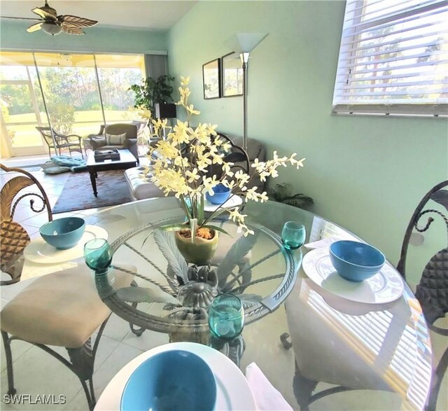 dining room with tile patterned flooring