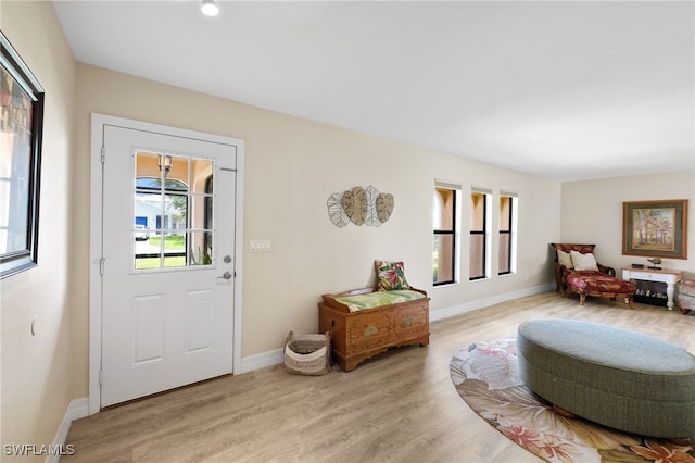 foyer featuring light wood-type flooring