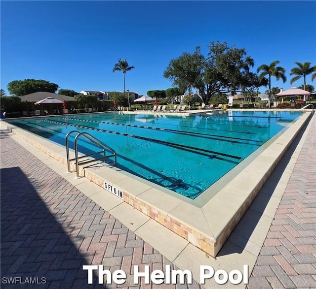 pool featuring a patio area