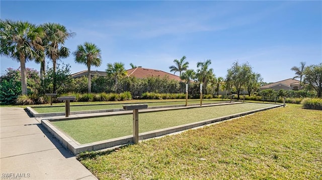 view of community featuring a lawn