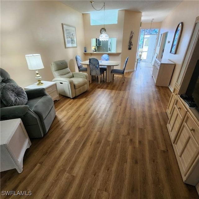 living room with hardwood / wood-style flooring