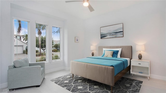 bedroom featuring ceiling fan