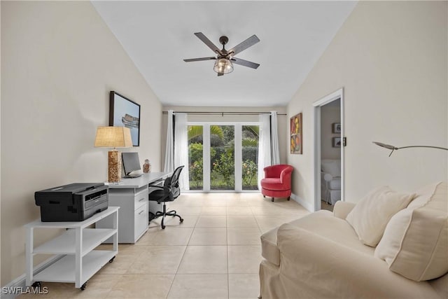 744 Belville Blvd, Naples, FL 34104 - tiled office space with lofted ceiling and ceiling fan