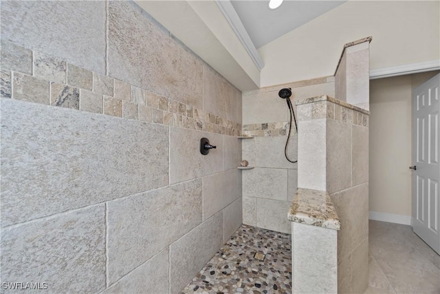 744 Belville Blvd, Naples, FL 34104 - bathroom featuring a tile shower