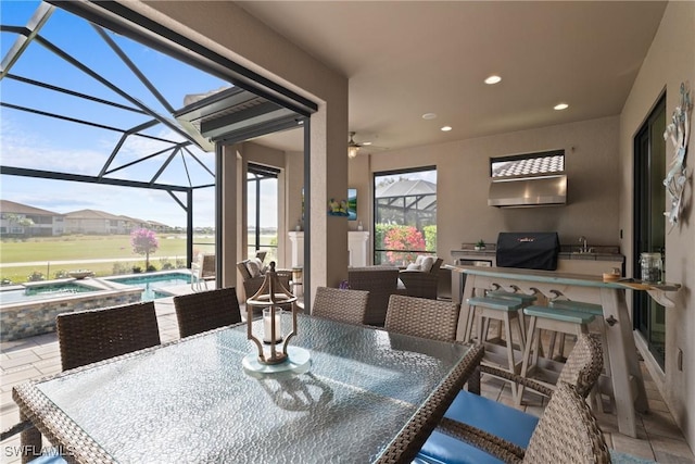 dining area with ceiling fan