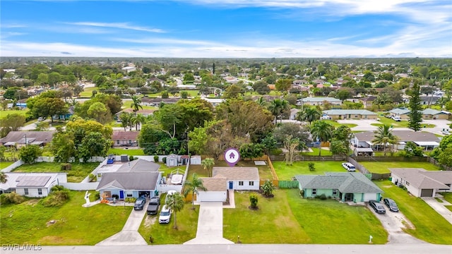 birds eye view of property with a residential view