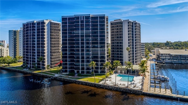 view of property with a water view