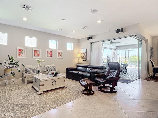 view of tiled living room