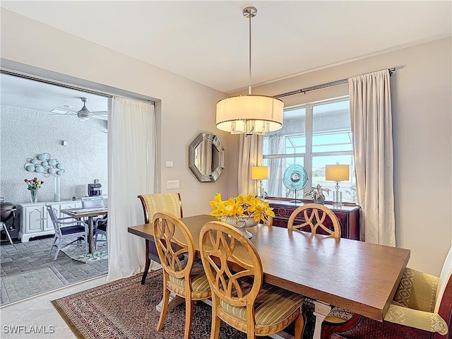 dining area featuring ceiling fan