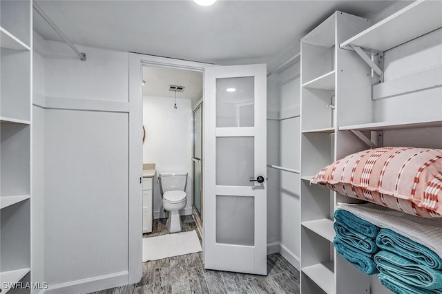 spacious closet featuring wood-type flooring