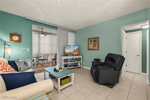 view of tiled living room