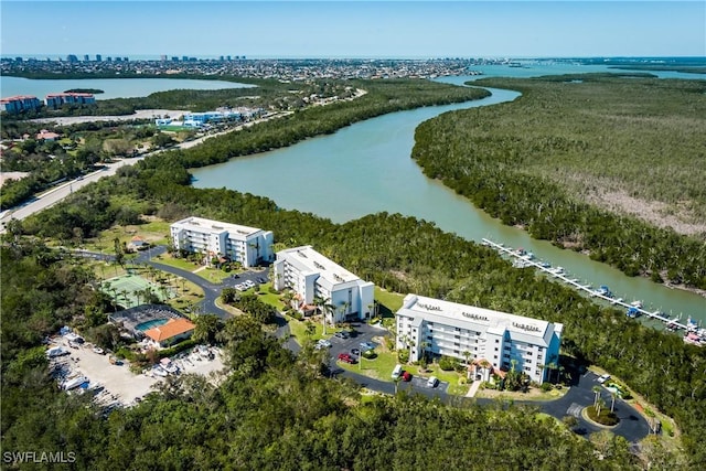 bird's eye view featuring a water view