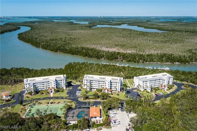 bird's eye view featuring a water view