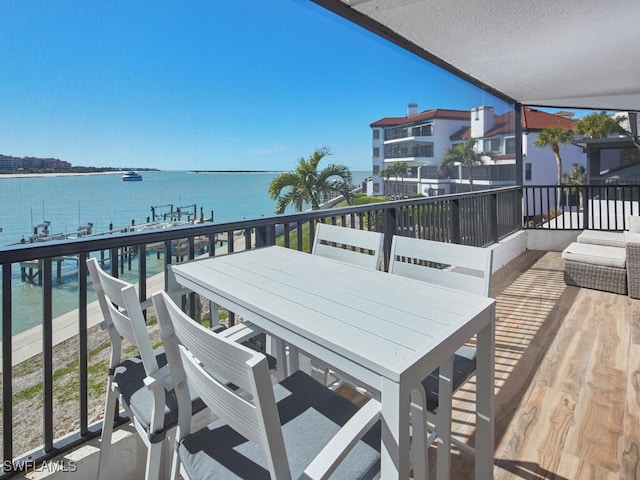 deck with a water view