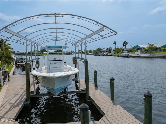 dock area featuring a water view