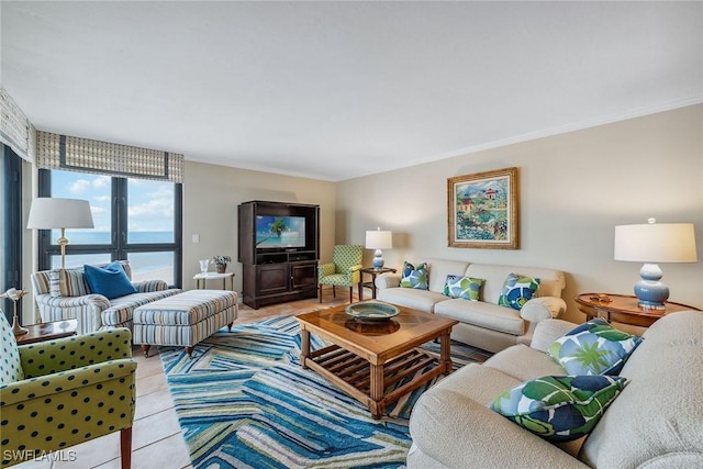 view of tiled living room