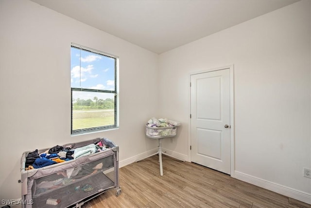 misc room with light hardwood / wood-style flooring