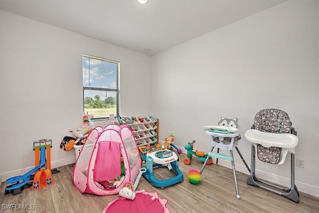 recreation room with hardwood / wood-style flooring