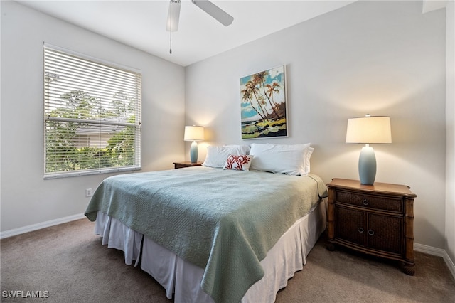 bedroom with carpet and ceiling fan