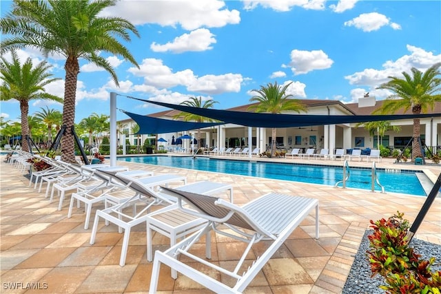 view of pool featuring a patio area