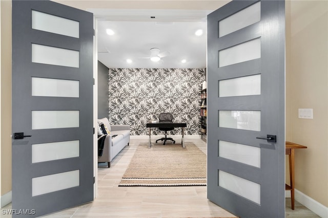 entrance foyer with light wood-type flooring