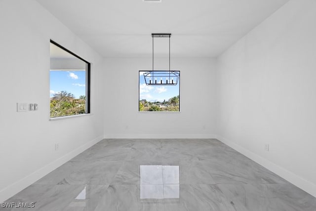 view of unfurnished dining area