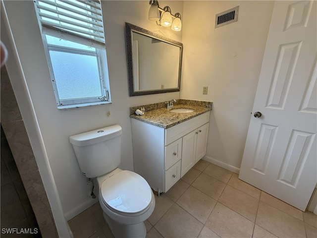 bathroom featuring tile patterned floors, toilet, and vanity