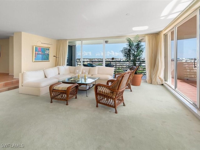 carpeted living room with a healthy amount of sunlight