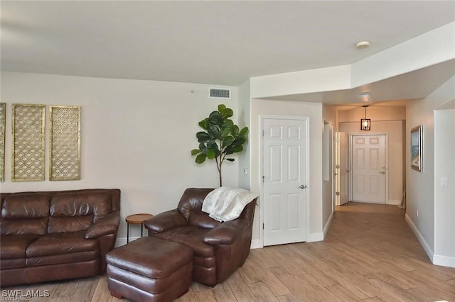 living room featuring light hardwood / wood-style flooring