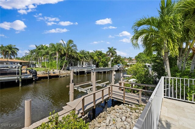 view of dock featuring a water view