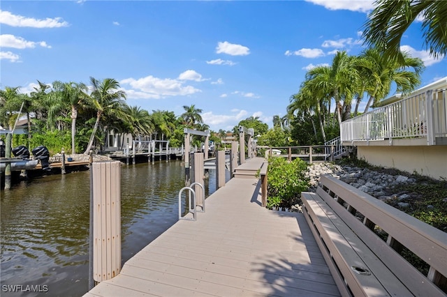 dock area featuring a water view