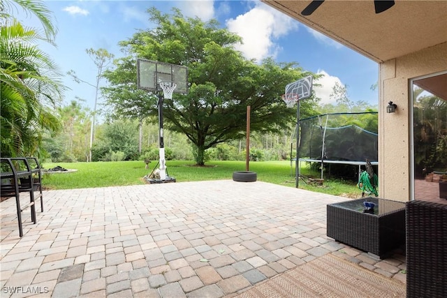 view of patio / terrace featuring a trampoline