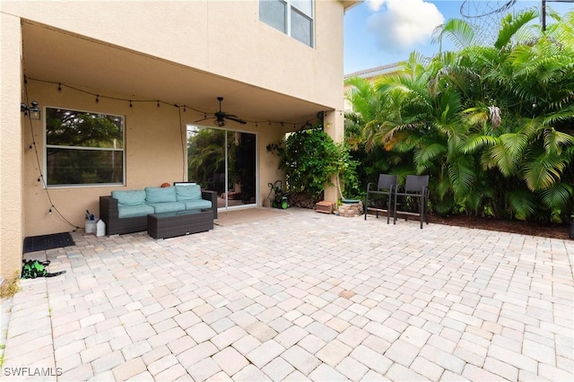 view of patio / terrace featuring outdoor lounge area and ceiling fan