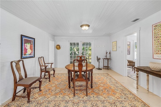 dining room with french doors