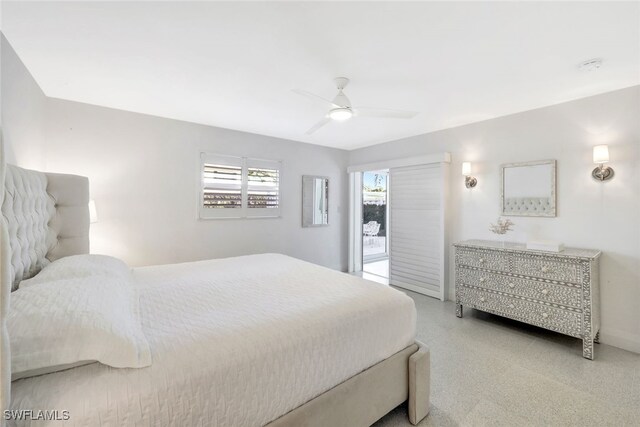 bedroom featuring ceiling fan