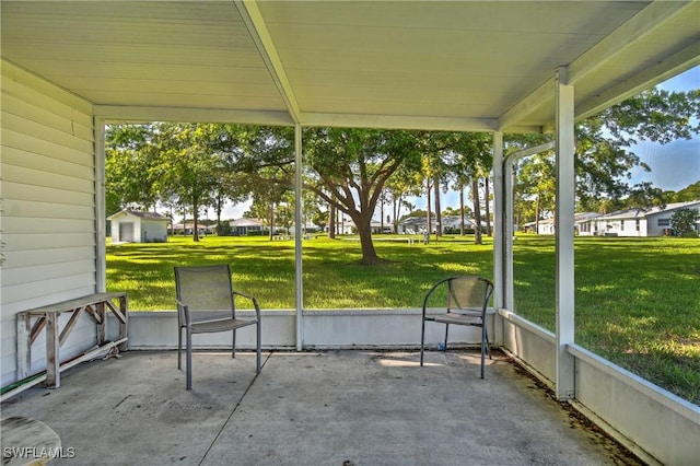 view of unfurnished sunroom