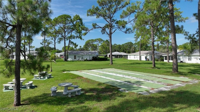 view of home's community with a lawn