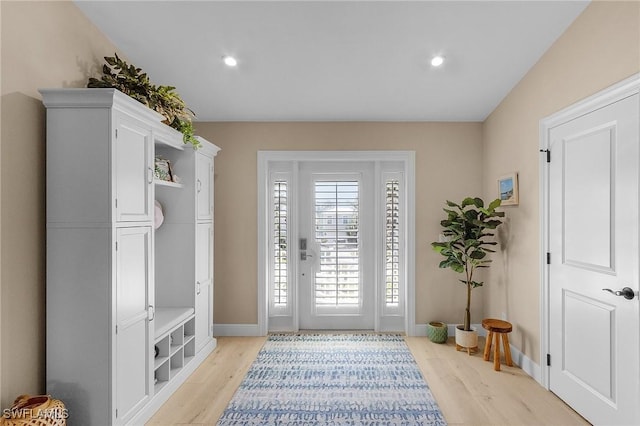 mudroom featuring light hardwood / wood-style floors