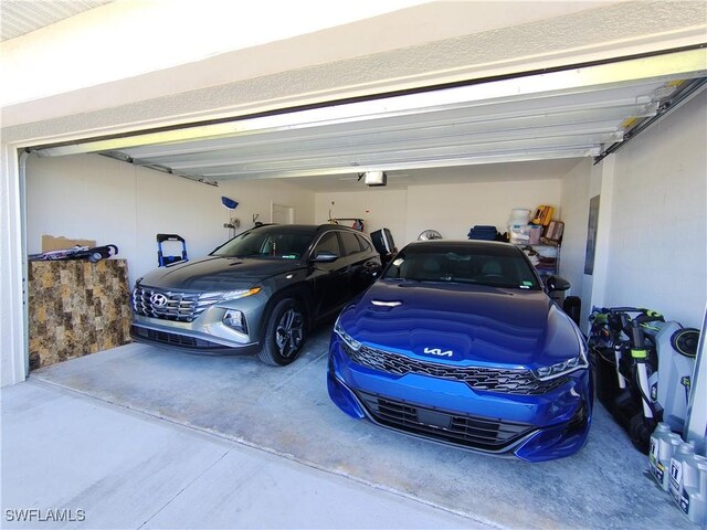 garage with a garage door opener