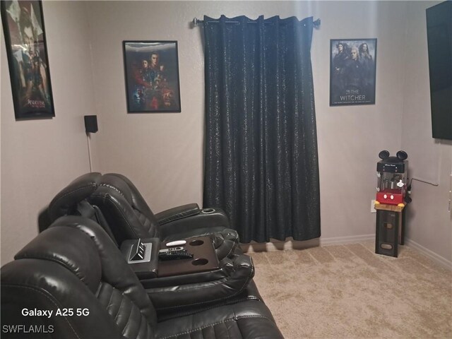 view of carpeted home theater room