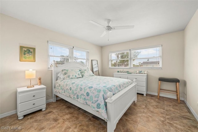 bedroom featuring ceiling fan