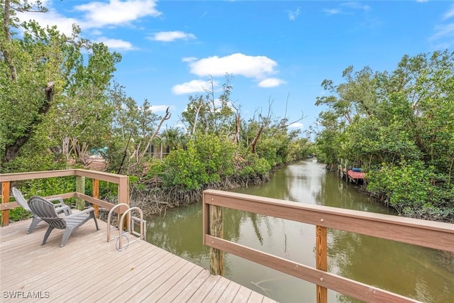 dock area featuring a water view