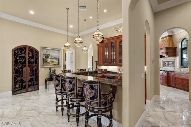 2704 Shriver Dr, Fort Myers, FL 33901 - bar featuring marble finish floor, visible vents, and baseboards