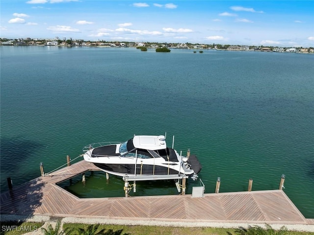 view of dock featuring a water view