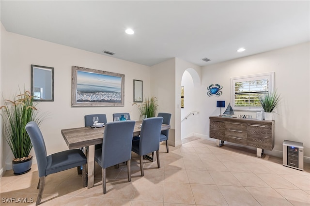 view of tiled dining room