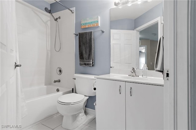 full bathroom featuring vanity, toilet, tile patterned flooring, and shower / tub combo