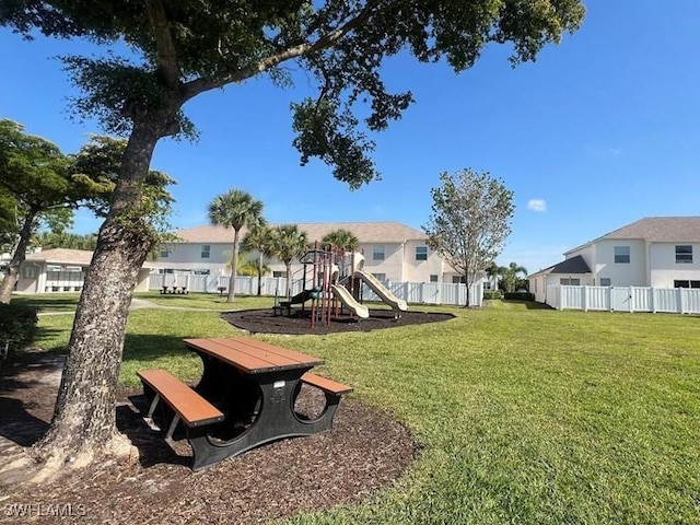 view of yard with a playground