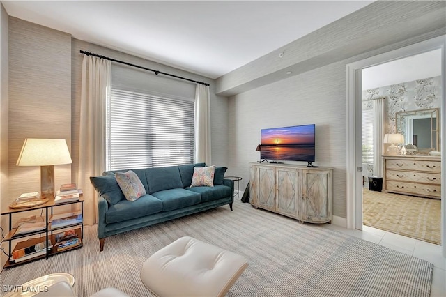 view of tiled living room